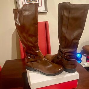 Brown Leather Knee-High Boots